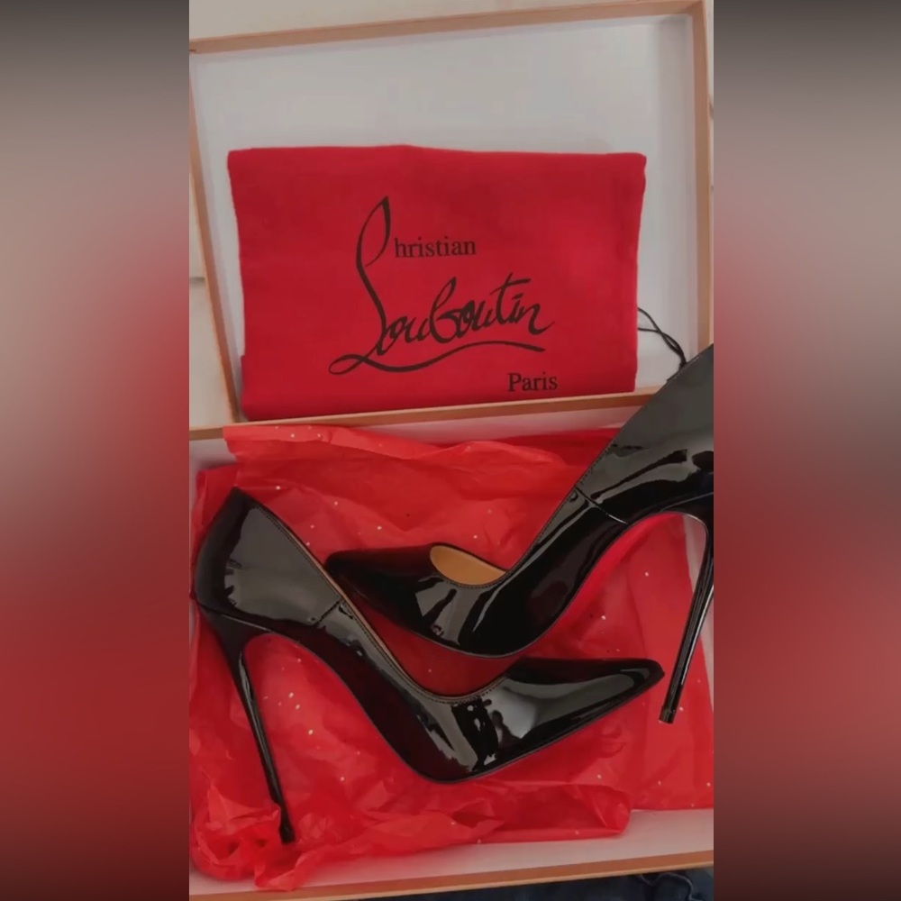 Christian Louboutin Black Patent Leather Heels - Picture 1 of 5
